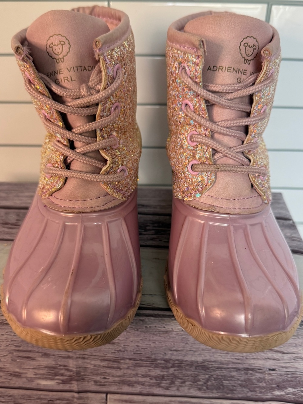 Adrienne Vittadini Girl-Glitter ✨duck boots girls size 12 - Picture 5 of 12